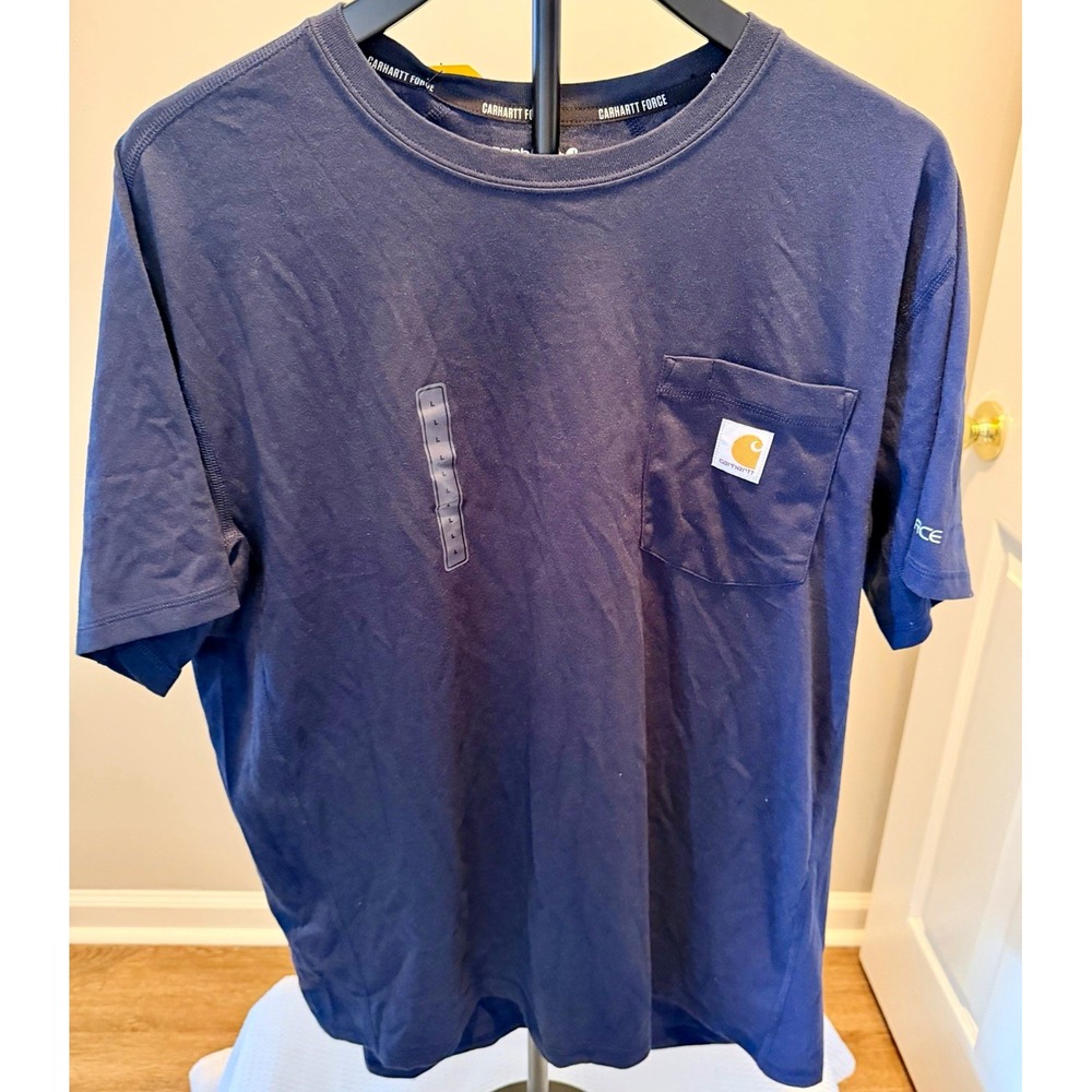 Carhartt Force Mens Relaxed Fit Midweight Pocket Crew Neck Tee Blue L TK6652-M